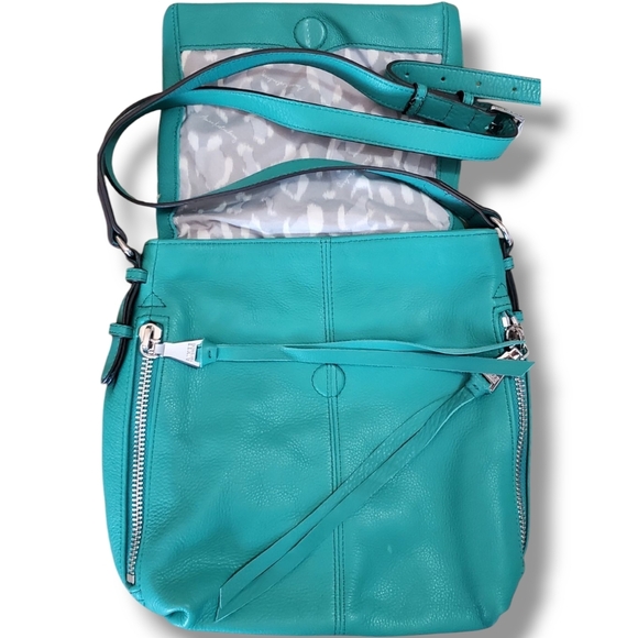 Aimee Kestenberg Teal Green Bali Leather Crossbody Bag with Adjustable Strap - Picture 16 of 17
